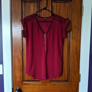 EXPRESS red blouse with lace detail